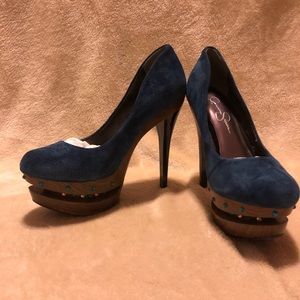 Jessica Simpson blue stiletto suede pumps